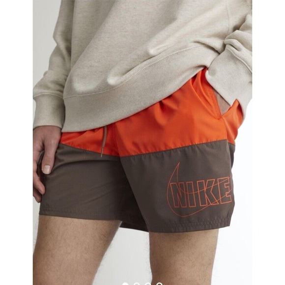 Nike Split Packable Volley Short Orange Swim Trunks New Size XXL
